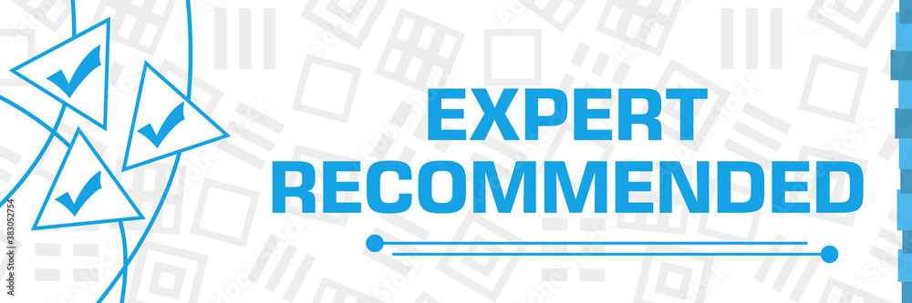 Fototapeta premium Expert Recommended Tick Marks Blue Curves Triangles Horizontal 
