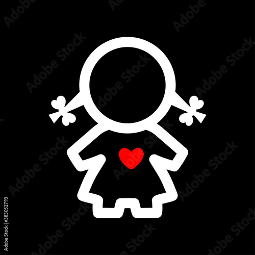 Simple woman icon in trendy flat style isolated on black background. Black and white girl silhouette. Female person symbol for web site design, logo, app, UI, dress room or washroom, WC (public toilet