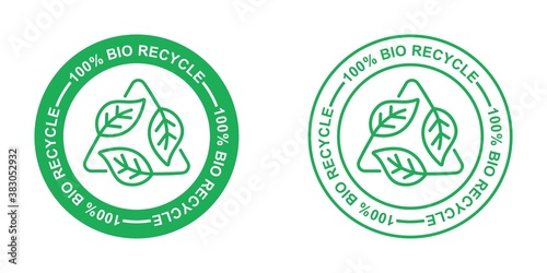 100 percent bio recyclable icon, recycle logo, vector illustration