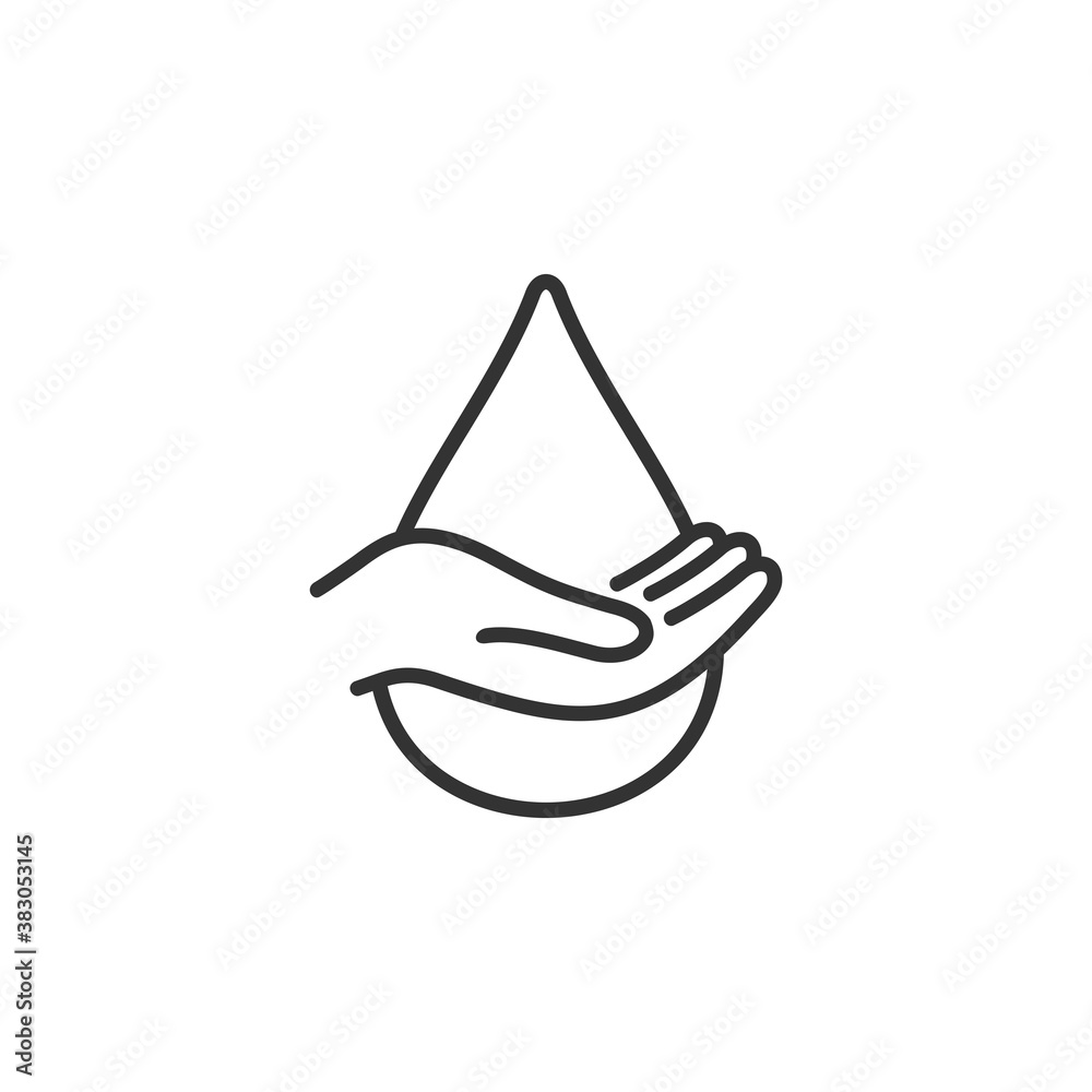 Dermatology tested vector icon with hand and water drop, Dermatology tested vector icon with hand and water drop,