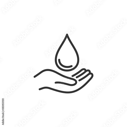 Dermatology tested vector icon,  with hand and water drop, photo