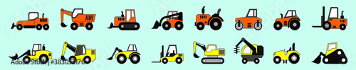 Mini loader flat style. Commercial Vehicles. Special equipment. Vector illustration isolated on blue background