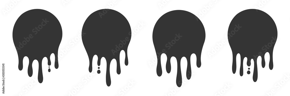 Paint drip stickers icon, circle with melt liquid drop, graffiti paint drip blobs. vector illustration Paint drip stickers icon, circle with melt liquid drop, graffiti paint drip blobs. vector illustration