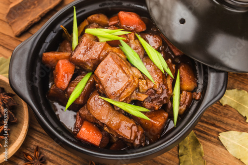 Chinese cuisine: a plate of braised lamb