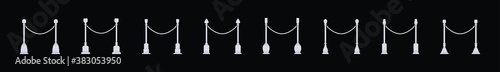 barrier rope cartoon icon design template with various models. vector illustration isolated on black background