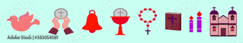 set of eucharist cartoon icon design template with various model. vector illustration isolated on blue background