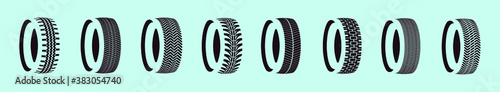 set of cycle tyre mark cartoon icon design template with various models. vector illustration isolated on blue background