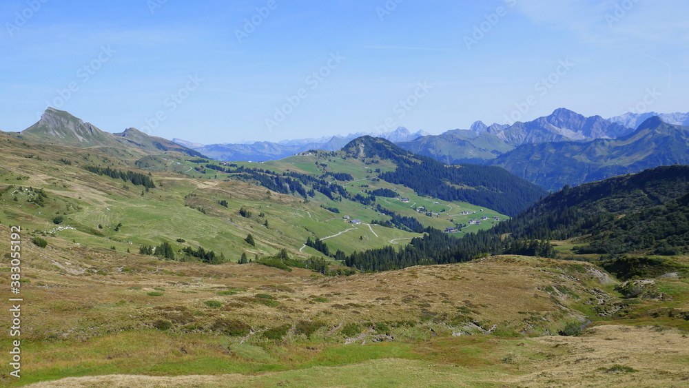 Bergpanorama auf dem Wanderweg Damülser Rundtour mit Blick zur Damülser Mittagspitze