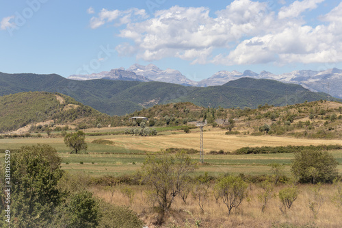 Monte Perdido (Perdido mountain) seen from Ainsa town, Aragon, Spain. © Belogorodov