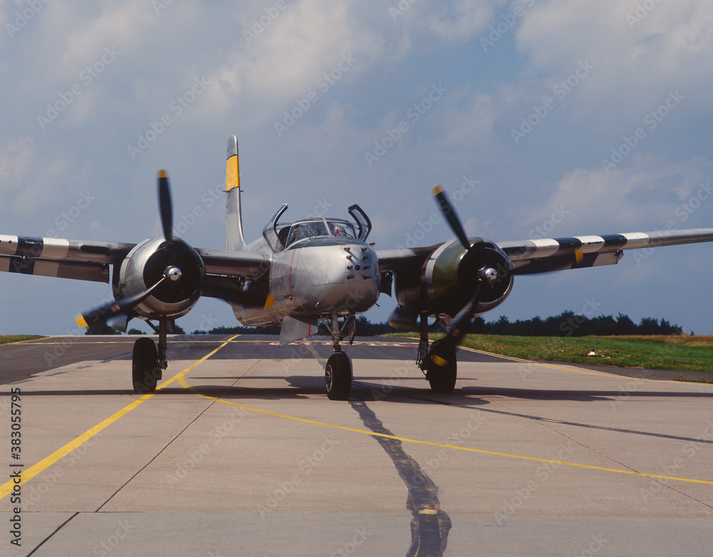 Fototapeta premium Eight gun nose A-26 on the runway