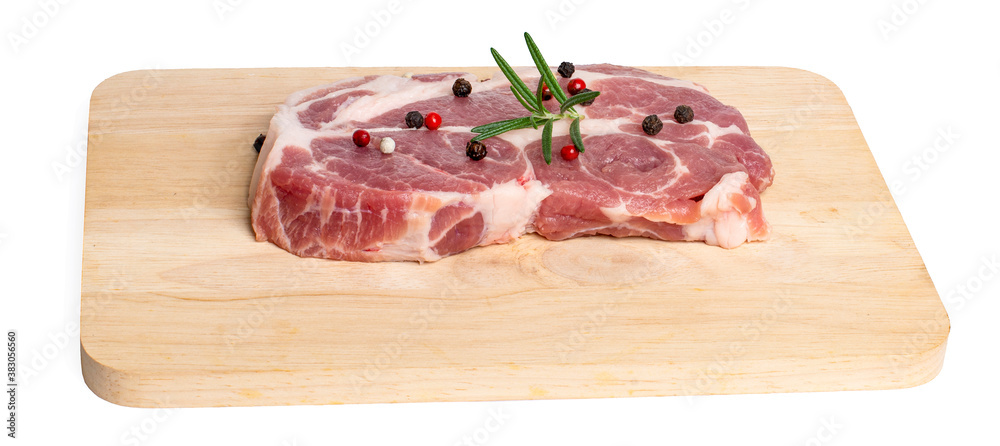 fresh pork raw fillet isolated on white background