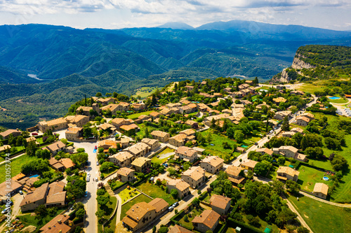 Panoramic view from above on the city Tavertet. Small town located on high mountain. Central Catalonia. Spain photo