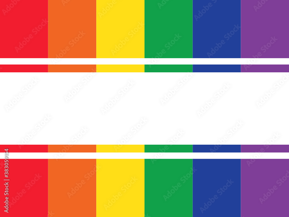 LGBTQ rainbow flag with white rectangle space