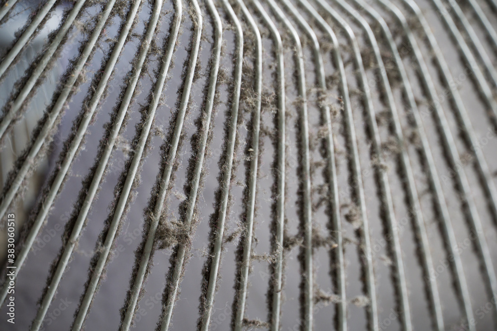 dust on the old fan at interior of house, concept of clearing and dirty and dust.  