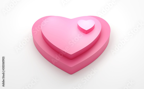 Fototapeta Naklejka Na Ścianę i Meble -  pink heart on white background for Valentine's Day 3D illustration