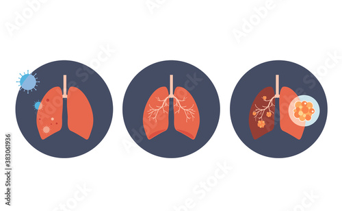 Set of icon lung disease