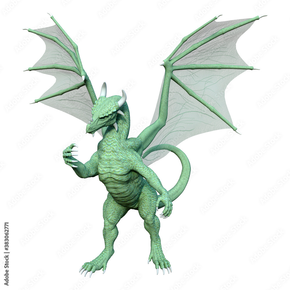Fototapeta premium 3D Rendering Fairy Tale Dragon on White
