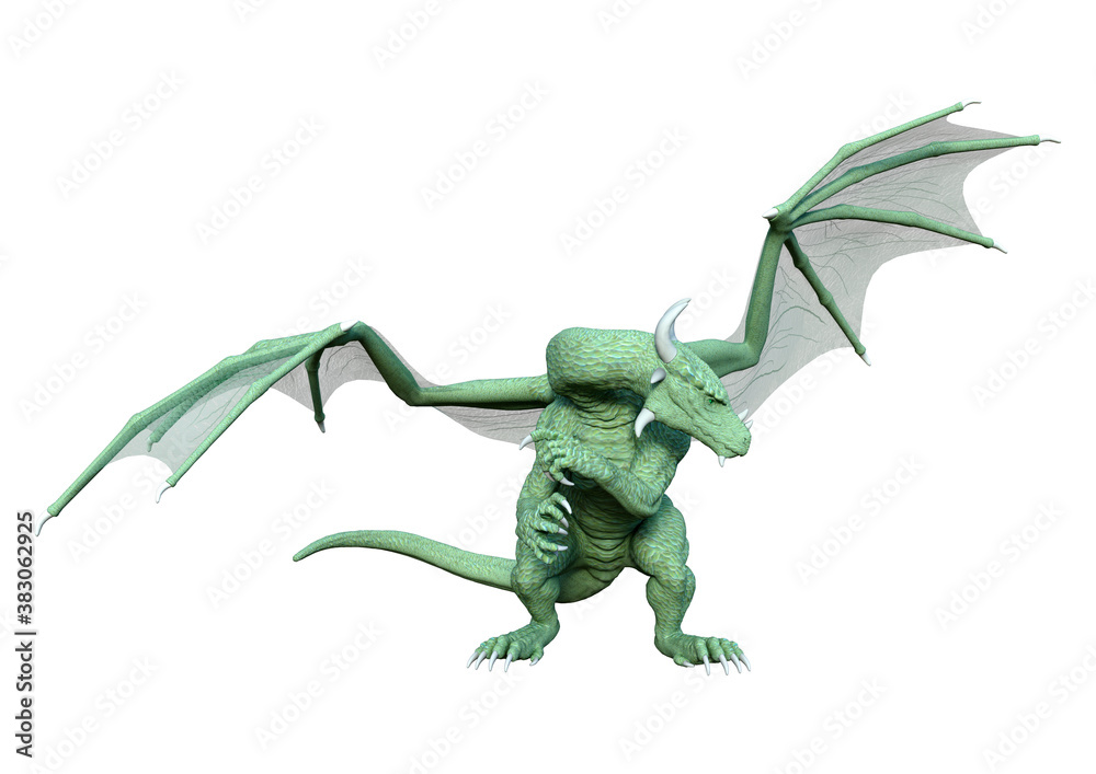Fototapeta premium 3D Rendering Fairy Tale Dragon on White