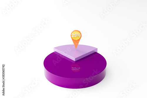 Purple Pie Chart 25 - 75 percent