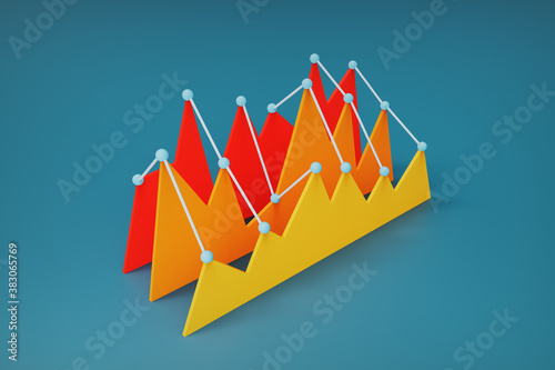 Colorful Charts For Statistics Showing Peak And Low Performance
