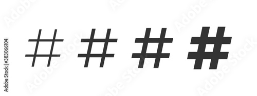 Hashtag signs. Flat style icons hashtag on white background. Vector illustration