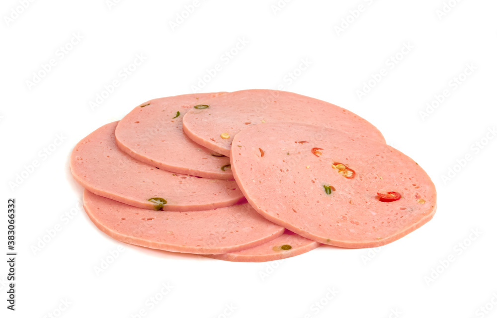 bologna sliced isolated on white background bologna sliced isolated on white background