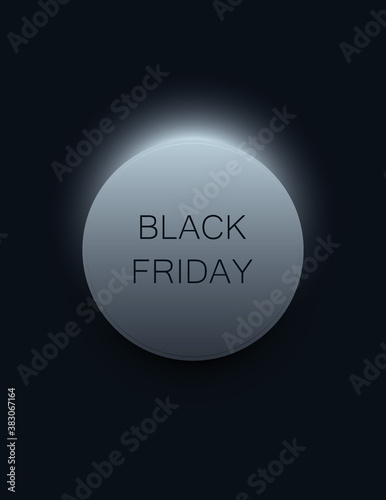 Black Friday vector banner or poster with modern dark 3D geometry design, neon light. Discount, special offers promotion