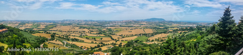 Ultra wide view of the hill of the Marche from Recanati