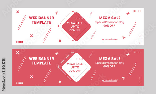 Web banner red color simply and modern design vector template
