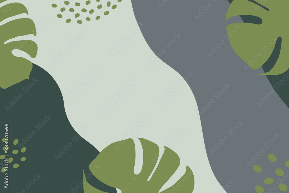 Fototapeta premium Abstract hand draw pattern with monstera leaves