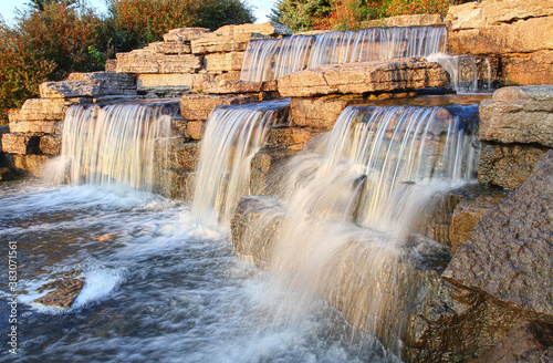 Beautiful waterfall in the park, Toronto, Canada.