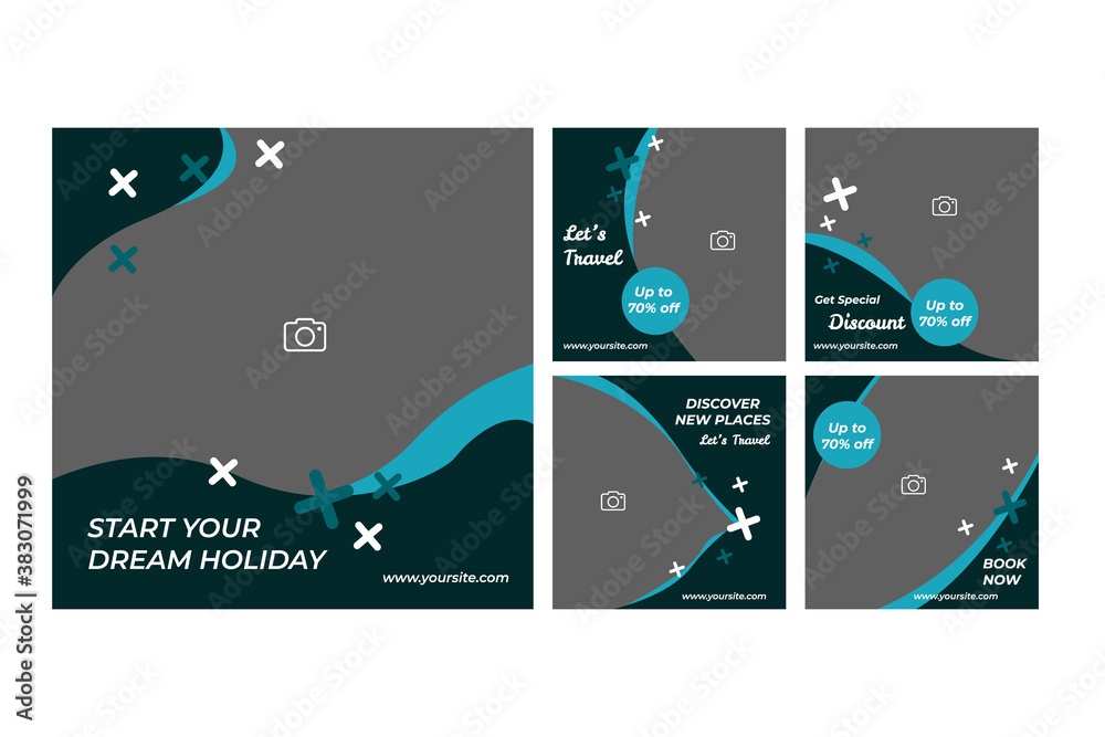 Social media template holiday travel abstract and simply design