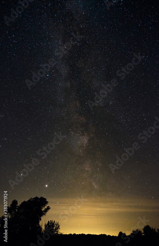 Landscape with the milky way and stars.