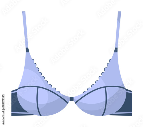 Strapped bra. Buckle front strapped bra isolated on white background. Woman shapewear vector illustration