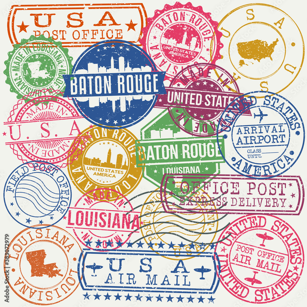 Baton Rouge Louisiana Set of Stamps. Travel Stamp. Made In Product. Design  Seals Old Style Insignia. Stock Vector | Adobe Stock
