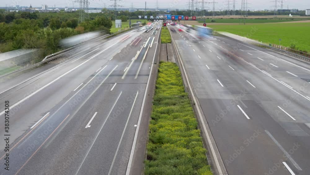 Timelapse of dense traffic on highway - high-angle view Timelapse of dense traffic on highway - high-angle view