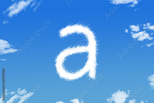 Letter a cloud shape on blue sky