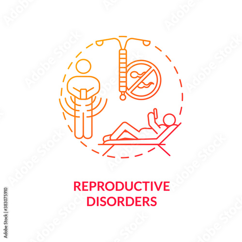 Reproductive disorders concept icon. Screen addiction symptom idea thin line illustration. Sperm quality negative affection. Reproductive organs damage. Vector isolated outline RGB color drawing