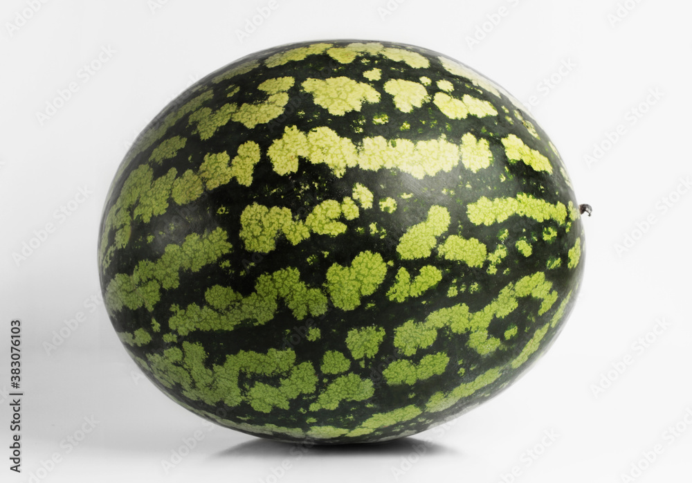 Fresh watermelon on a white background. Isolate. Side view. Fresh watermelon on a white background. Isolate. Side view.