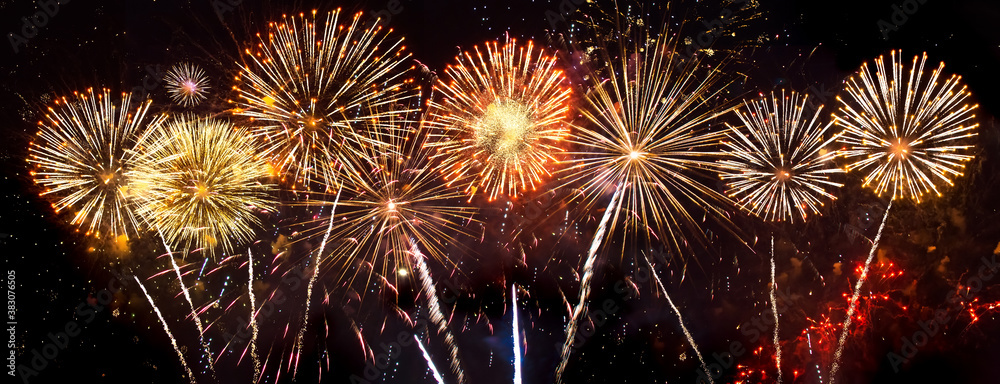 Many fireworks iexplode on black background Many fireworks iexplode on black background