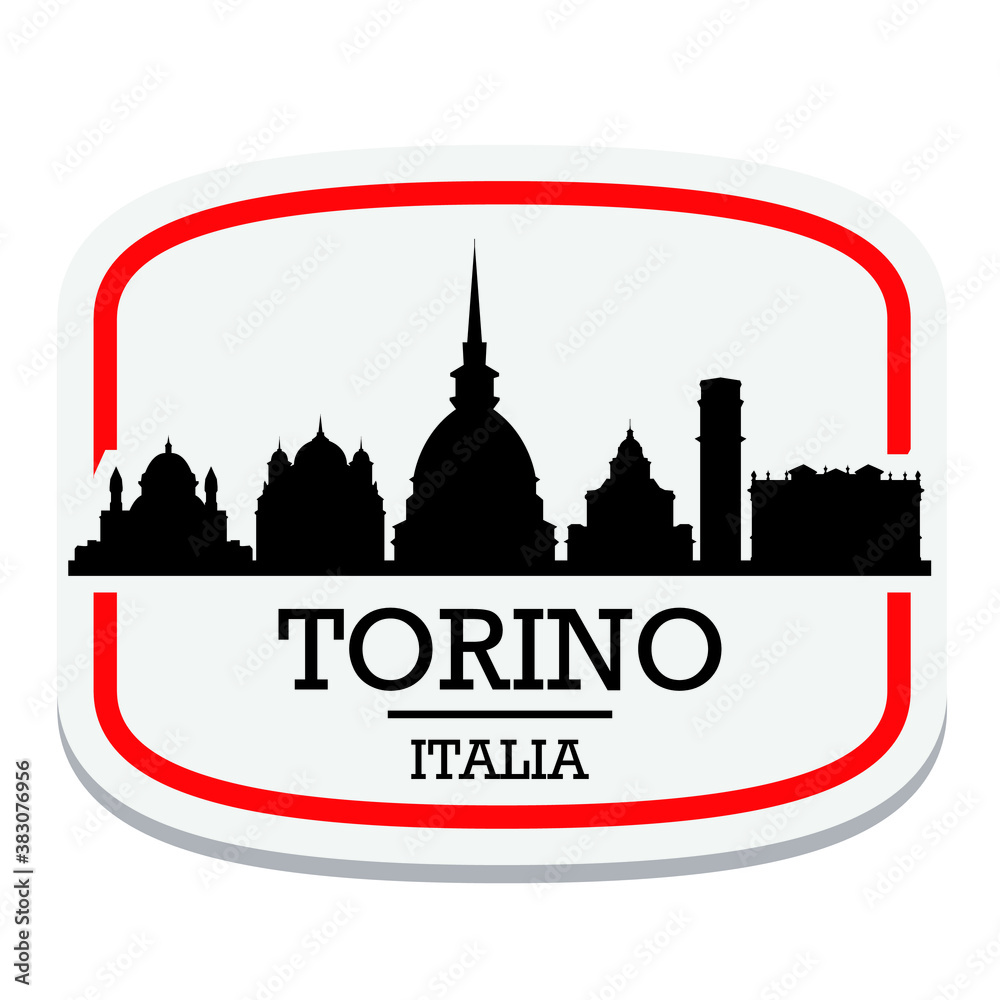 Turin Italy Label Stamp Icon Skyline City Design Tourism Logo.