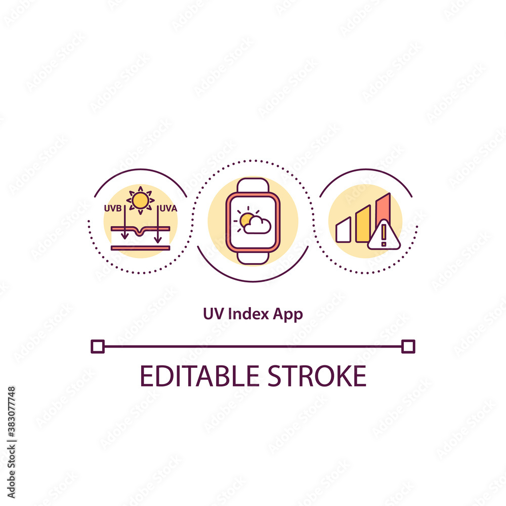 UV index app concept icon. Smartwatch sun effect program. Healthy
