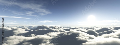 Beautiful clouds  panorama of clouds  above the clouds  clouds from above  flying above  3D rendering