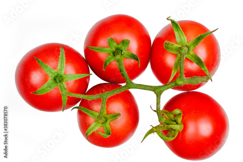 Cherry tomato isolated on white, top view