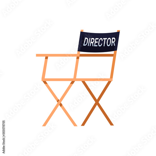 Director chair semi flat RGB color vector illustration. Movie filming set equipment. Best creators team. Director place for mananging plot isolated cartoon character on white background