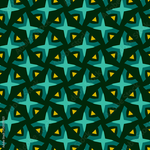 Seamless pattern with Geometric motifs in 4 colors