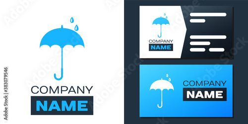 Logotype Classic elegant opened umbrella icon isolated on white background. Rain protection symbol. Logo design template element. Vector.