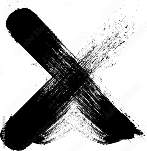 X Marks .Two Crossed Vector Brush Strokes. Rejected sign in grunge style.
