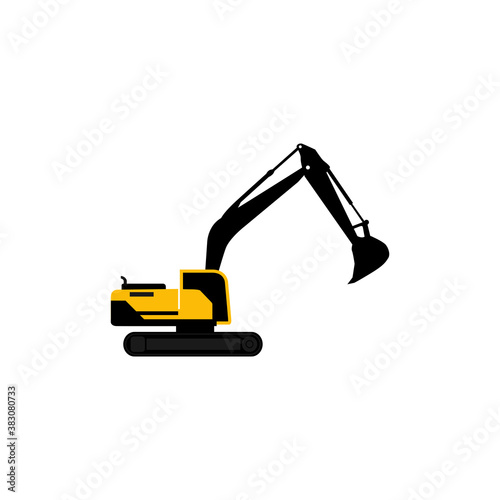 Excavator vector, Excavator flat icon illustration