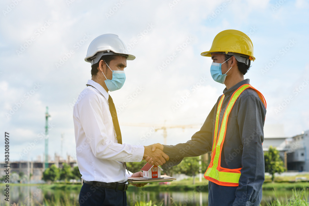 two engineer working on site two engineer working on site